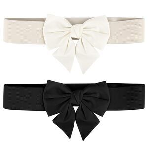 , 2 Pack Bow Belt Elastic Waist Belt For Women Bowknot Stretchy Corset Dress🐦